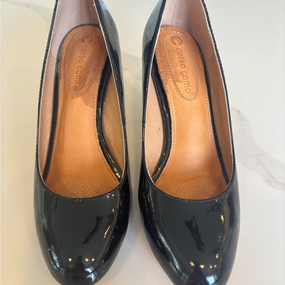 Corso Como Glossy Black Heels